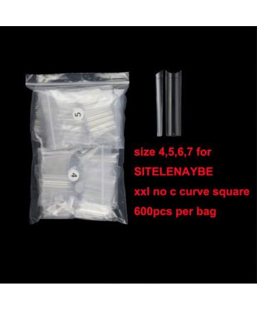 SITELENABY XXL Square Nail Tips 4-7 | 600pcs Clear Acrylic False Nails for French Nail Art - Buy Online on GoSupps.com