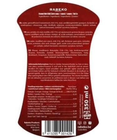 Rabeko Zero Sauce - Sweet Hot Chili 1 x 350 ml Sugar and Fat-Free- Healthy Low Carb Products Calorie Reduced Fat for Salad French Fries Burgers Grill - Gluten and Lactose Free - Buy Online on GoSupps.com