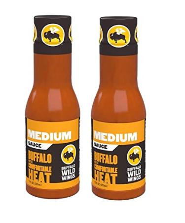 Medium Sauce Buffalo with Comfortable Heat - 2 Bottles 12 fl.oz ( 355g) each. By Buffalo Wild Wings