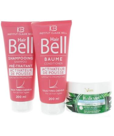 Veana Hyaluron Aloe Vera Hair Mask (300 ml) + HairBell Shampoo and Conditioner (2 x 200 ml) accelerates hair growth for curly wavy frizzy and bouncy hair.