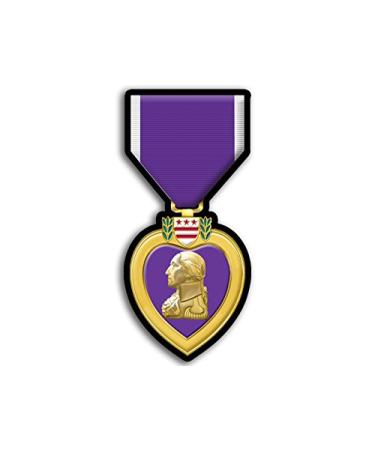 Purple Heart Medal Sticker, Wounded in Armed Services Vinyl, Honor Our Veterans Who Sacrificed Military Decal for Cars, Trucks, Laptops, and Water Bottles, Made in The USA (2 x 4 inch)