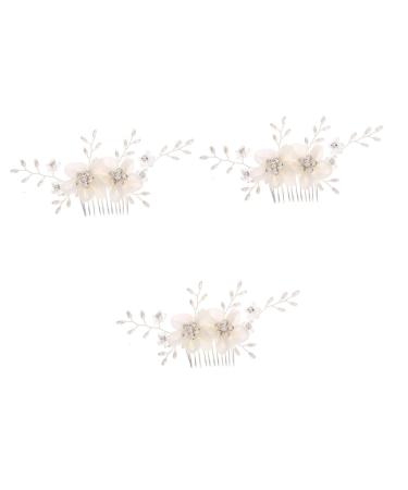 FRCOLOR Set of 3 Wedding Headpieces Wedding Hair Accessories Hair Accessories for Wedding Hair Combs for Brides Bridal Headbands Crystal Comb Accessories Headpiece White
