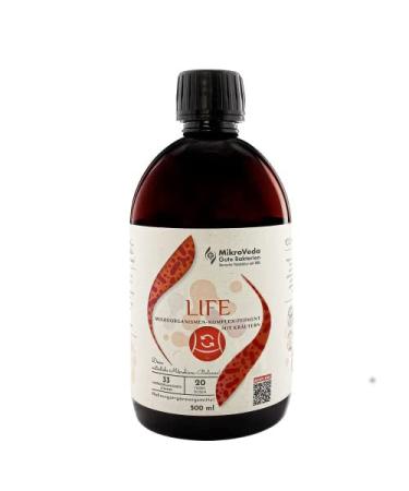 Microveda Life EnzymeFerment drink 500ml 33 bacterial strains 20 fermented herbs & plants super-activated highly cell-available bioavailable vegan raw German certified manufacturer 500 ml (1 Pack)