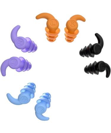 ISTOVO 3 Pair Silicone Earplugs Reusable Silicone Swimmer Earplugs for Adults Black+Purple+Blue - Buy Online on GoSupps.com