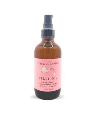 Belly Oil For Pregnancy Stretch Marks by Irene Organics, Fast Absorbing and Hydrates Itchy Pregnant Skin with organic effective ingredients - 4oz