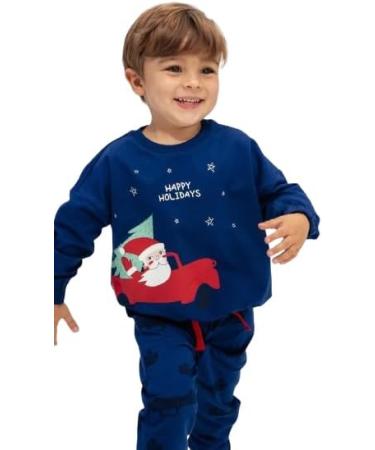 Artie Baby Boys 100% Cotton Footless Pyjamas Set - 2 Piece Long Sleeve Nightwear for Kids 12M-8Y - Navy Blue - Buy Online on GoSupps.com