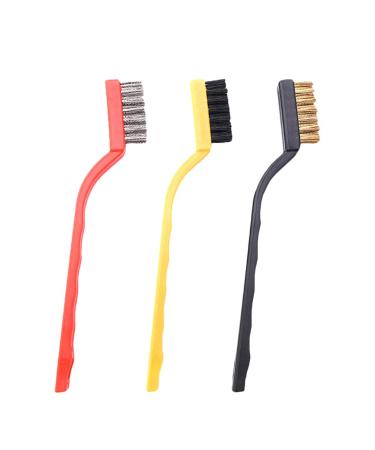 Iplusmile 3st rust brush rust color metal Detailing wire brush steel brush brush auto oil brush bent handle rustproof steel small toothbrush made of pure copper wire