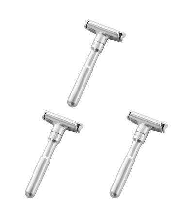 Fomiyes 3st portable safety razor with safety razors Use manual safety razor vintage safety razor shaveadoras para hombres double -sided man silver x 3 pcs 1 piece (1 Pack)
