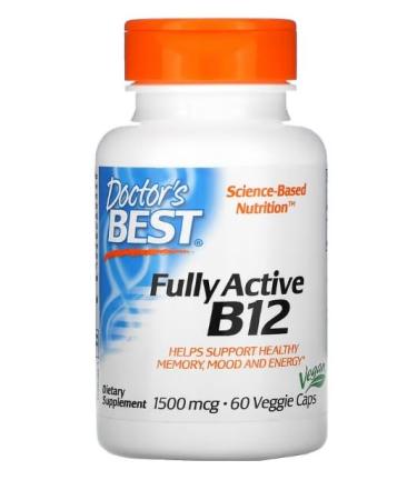 Doctor's Best B12 Fully Active 1500mcg - 60 Vegetable Capsules - Support for Energy and Vitality