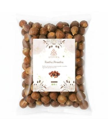 VISHIKA Reetha/Areetha Whole 100% Natural Sun-Dried Soapnuts for Hair Care & Herbal Cleansing Ayurvedic Shampoo Alternative for Strong Shiny Hair Chemical-Free Herbal Reetha (100 gm 26 dr)