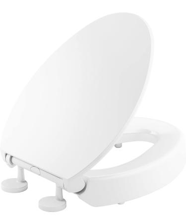 KOHLER Hyten Elevated Quiet-Close Elongated toilet seat, White Elongated White