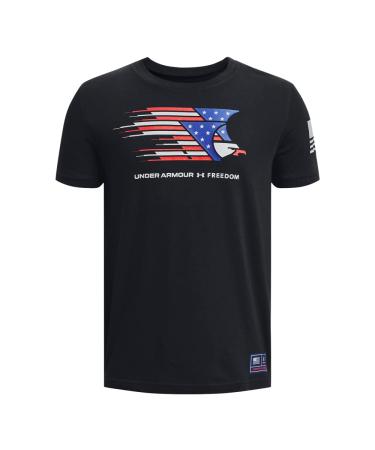 Under Armour Boys' Freedom Graphic Short Sleeve T-Shirt (001) Black / / Mod Gray X-Large