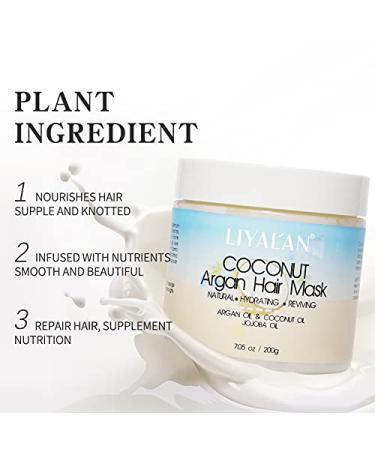 Liyalan Coconut Argan Oil Hair Mask for Dry Damaged Hair - Growth, Keratin, Avocado Infused Professional Care - Buy Online on GoSupps.com