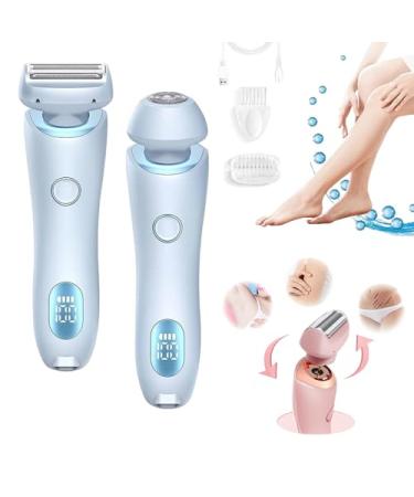 Duskofficial Razor Professional Silk Glide Pro Shaver Duskofficial Electric Shaver for Women Portable Rechargeable Legs Trimmer 2 in 1 Electric Shaver Razors for Women Private Area (Blue)