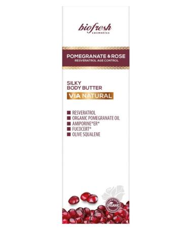 Biofresh cosmetics Via Natural body cream with pomegranate and rose oil, resveratrol, olive squalene, anti-aging, body butter, anti-aging 200 ml