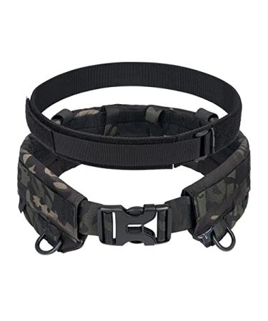 IDOGEAR Tactical Belt MOLLE Military Belt Modular Rigger's Belt Adjustable Combat Belt With Inner Belt And Outer Belt Set Medium Multicam Black