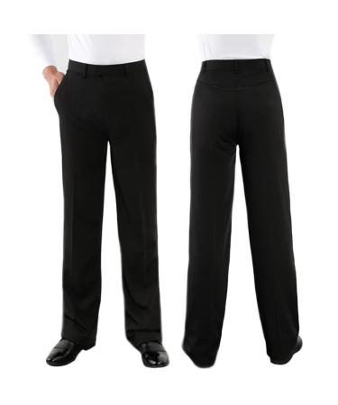 YM YOUMU Men Latin Salsa Dance Pants Smooth Competition Ballroom Practice Trousers Modern Rumba Tango Dancewear D029 Black B Small