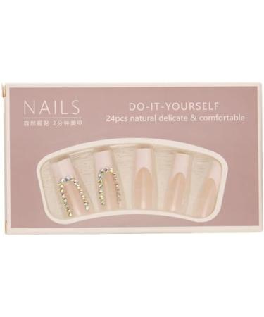 French Tip Press on Nails - Long Square Press On Nails with Nail Tips White edged Colored Diamond press on nails Acrylic False Nails Cute Artificial Nails - Buy Online on GoSupps.com