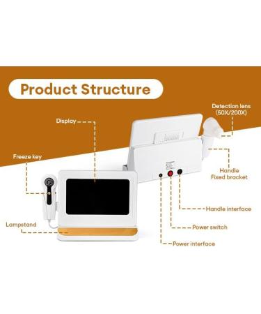 Skin Diagnosis Analyseur de cheveux 11 " avec double t te 50 x / 200 x pour la maison le salon de beaut et le spa white - Buy Online on GoSupps.com