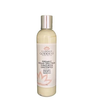 Glimmer Goddess Organic Unscented Sunscreen - Reef-Safe Broad Spectrum SPF 40+ Protection 8 oz