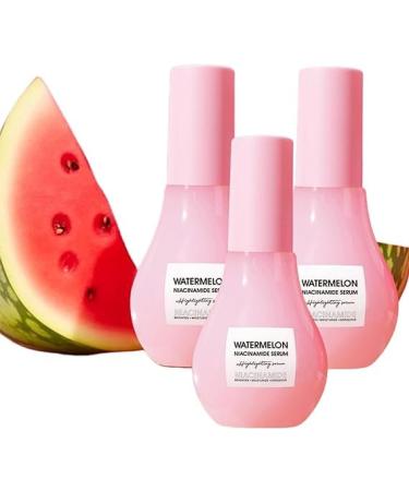 (Most Gifted) 1/2/3Pcs Watermelon iacinamide Serum Hydrating & Brightening with Hyaluronic Acid | Glycerin | and Vitamin E - Lightweight Facial Serum & Makeup Primer Liquid Highlighter (3pcs Watermelon Niacinamide Serum)