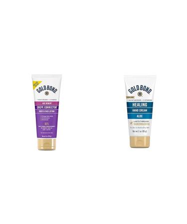 Gold Bond Age Renew Crepe Corrector Body Lotion Replenishing & Smoothing Formula 8 oz. & Healing Hand Cream 3 oz. With Aloe Moisture That Lasts Through Handwashing
