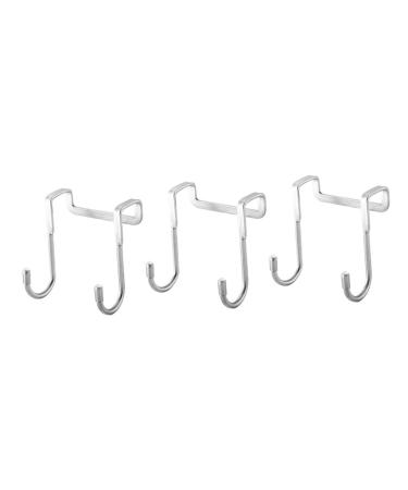 CIYODO 3pcs Clothes Hanging Cabinet Back of Door Hooks Purse Over Cupboard Stainless Steel Hanger 7.5X6.5CM Silver