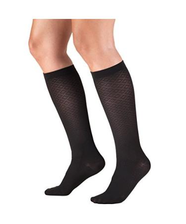 Truform Women's Fit Compression Socks Diamond Knit Pattern 15-20 mmHg Black Small (Pack of 2) Small (Pack of 2) Black
