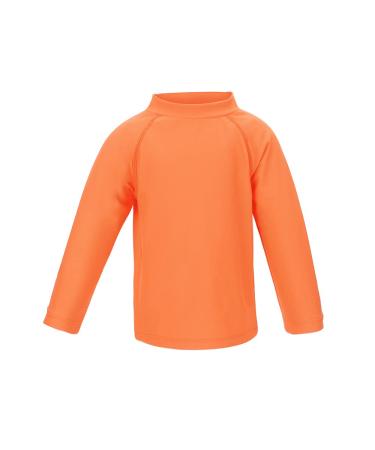 TIZAX Kids Boys Sun Protection Swim Shirt Long Sleeve UV Swim Shirt Swimwear Quick-drying for Children 13-14 Years Orange
