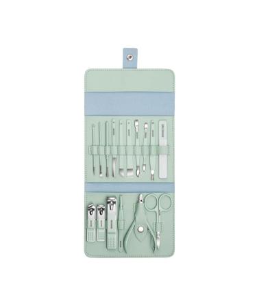 Nail Clipper Set 16-Piece Set of Nail Clippers Set Manicure Set Personal Care Set Professional Pedicure Set Beauty Set for Friends and Family Nail Clipper Kit (Color : Green-16-piece Set)
