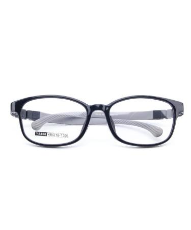 QYAJS Eyeglasses Frame Children Optical Glasses Frame TR90 Flexible Bendable One-piece Safe Eyeglasses Girls Boy (Light Black and Grey)
