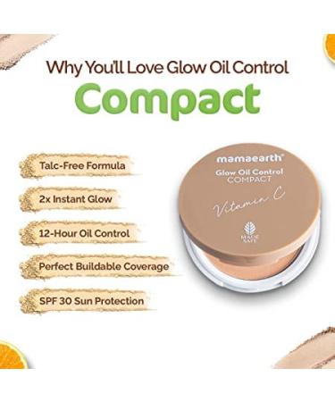 Mamaearth Glow Oil Control Compact Powder SPF 30 with Vitamin C & Turmeric - 9g (Ivory Glow) - Buy Online on GoSupps.com