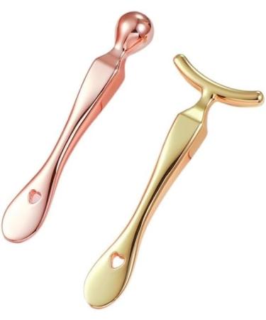 T-Shaped Eye Cream Stick | Metal Massage Tool & Heart-Shaped Eye Spoon - B-Golden | Best Eye Care Solutions for All Skin Types - Buy Online on GoSupps.com