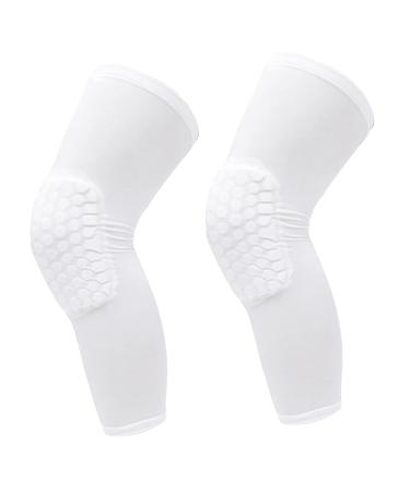 Unisex Knee Brace - Lengthened Anti-Collision Compression Sleeve for Basketball Football Tennis Running | Microfiber Fabric with Hex Cushion | M Size (160-175CM Height) - White - Buy Online on GoSupps.com