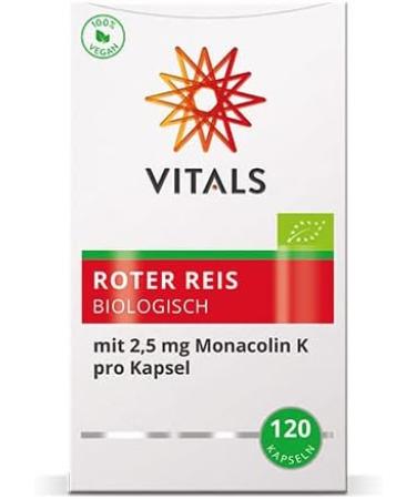 Vital Red Rice Organic Dietary Supplement - 120 Vegan Capsules for Cholesterol Regulation | 100% Organic 2.5mg Monacolin K - Buy Online on GoSupps.com
