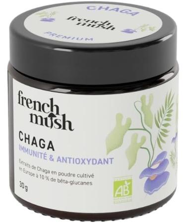 Organic Chaga Mushroom Powder - 30g Vegan - Antioxidant Super Food, Tonus - Rich in Vitamins B, D and K - Blends with Your Drinks - Chaga Mushroom Laboratory Tested - Made in France