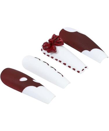 With Solid Glue Nail Lamp Christmas False Nails Long Fake Nails Red Bow Press On Nails Ballerina Acrylic Stick On Nails 24pcs For Women And Girls 1 count (Pack of 1) Red - Buy Online on GoSupps.com