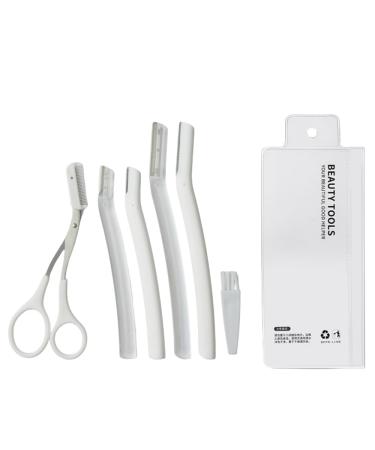Eyebrow Grooming Kit with eyebrow razor and scissors and Brush White