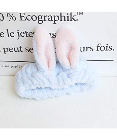 Suq Makeup Frontal Ligaments - Elastic Coral Fleece Hair Band for Women & Girls | Plush Rabbit Ear Hair Accessories for Washing Face Shower & Spa - White & Blue - Buy Online on GoSupps.com