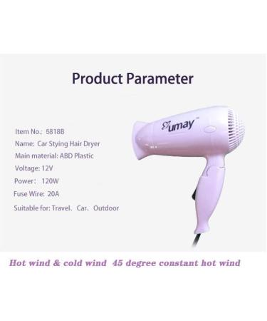 UMAY 12V Car Hair Dryer | Hot & Cold Wind | Folding Handle | Ideal for Travel & Defrosting - Buy Online on GoSupps.com