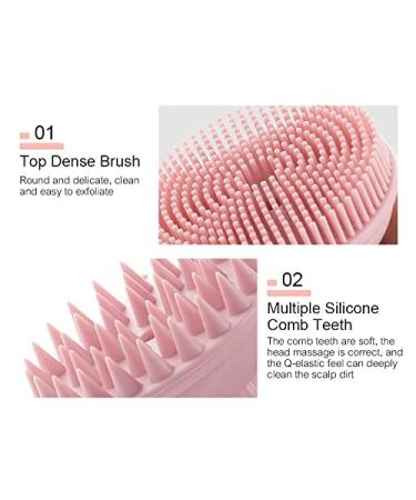 MYCOMBO Exfoliating Silicone Body Scrubber - 2 in 1 Bath & Shampoo Brush | Scalp Massager | Hygienic & Long Lasting - Pink - Buy Online on GoSupps.com