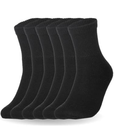 Special Essentials 6 Pairs Cotton Diabetic Ankle Socks - Non-Binding With Extra Wide Top For Men and Women X-Large Black