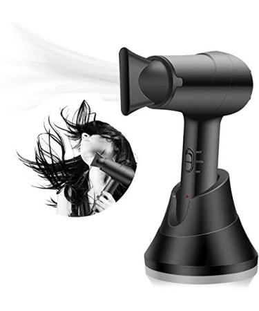 Wireless Hair Dryer Cordless Portable Blow Dryer with Charge Base 5000mAh Rechargeable Battery Fast Charge Hot & Cold Wind for Travel/Outdoor/Home