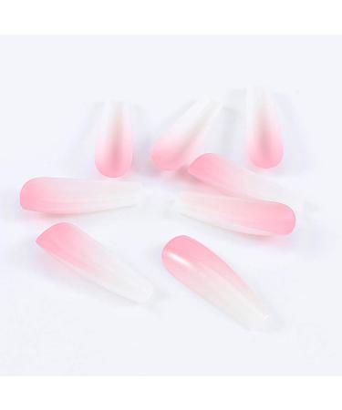 Brishow Pink Long Gradient Press-On Ballerina Nails - 24 Pieces of Artificial Acrylic Nails for Women & Girls - Buy Online on GoSupps.com