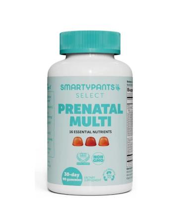 SmartyPants Gummy Vitamins Select Prenatal Multivitamin 16 Essential Nutrients 90 Gummies 30 Day Supply