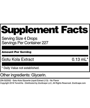 Gotu Kola Glycerite Liquid Extract (1:5) - No Flavor (1 oz ZIN: 522552) - Buy Online on GoSupps.com