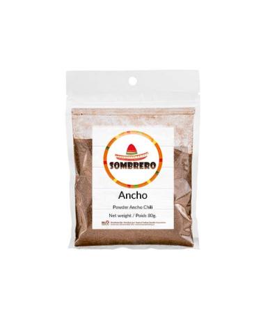 Dried Ancho Chili Powder 80gr by Sombrero. Low Heat and high Flavour Great for Tortilla Soup Tamales Fajitas and Beef Chili! (Chili con Carne)