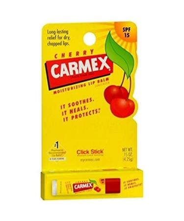 Carmex Cherry Lip Balm SPF 15 - 0.35 oz Tube | 12-Pack for Chapped Lips Relief - International Shipping Available - Buy Online on GoSupps.com