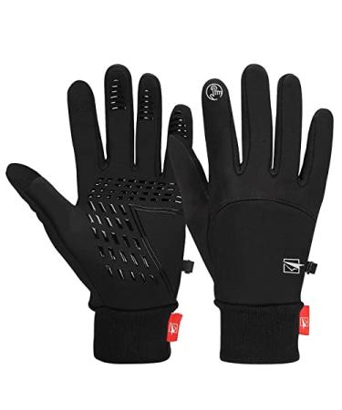 Cevapro Winter Gloves Touch Screen Gloves Cold Weather Warm Gloves for Hiking Running Cycling Climbing Black-A Large