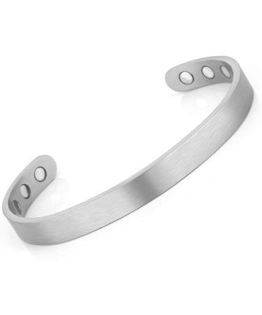 Kejing Jewelry Men's Magnetic Bracelet Open Bracelet Wrist Cuff Tape Couple Couple (Color : Damen-Silber)